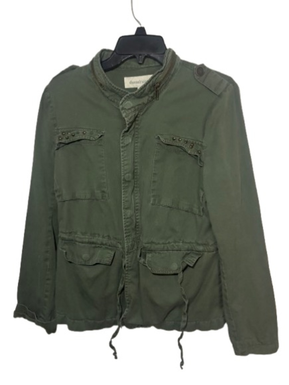 Daniel Rainn sage green utility jacket with zip and snap details
